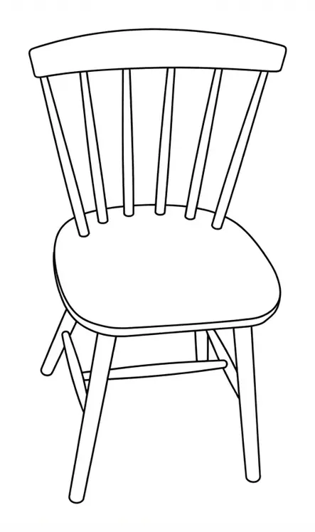 Patent line drawing of a wooden chair in perspective