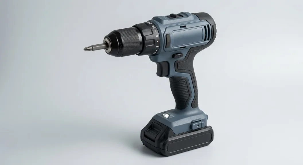 Product photo of an unbranded cordless drill/driver with a slide-on battery pack